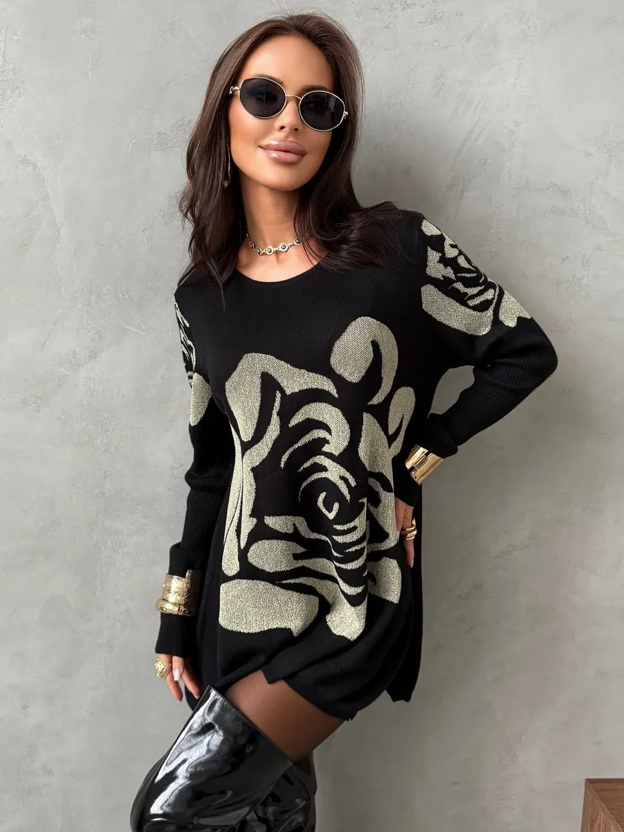 Золотистая кофта теплая трикотажная оверсайз