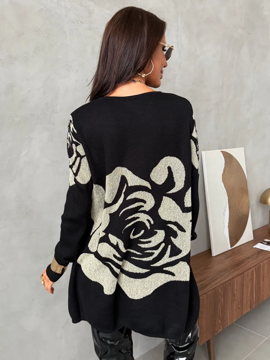 Золотистая кофта теплая трикотажная оверсайз