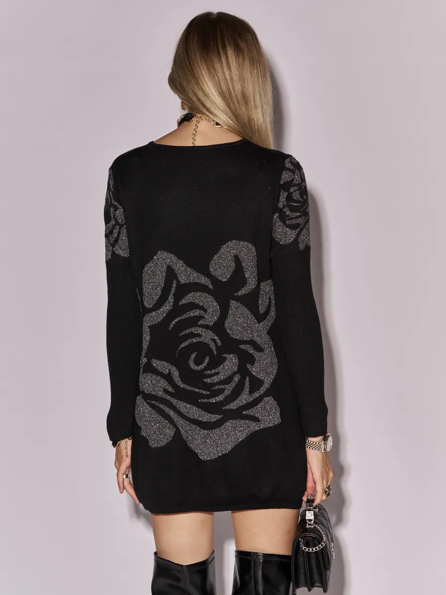 Серебристая кофта теплая трикотажная оверсайз