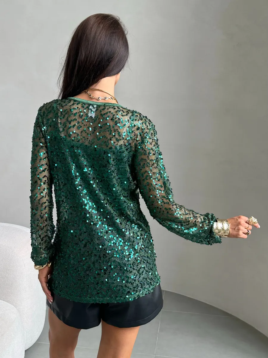 Зеленая блузка нарядная вечерняя