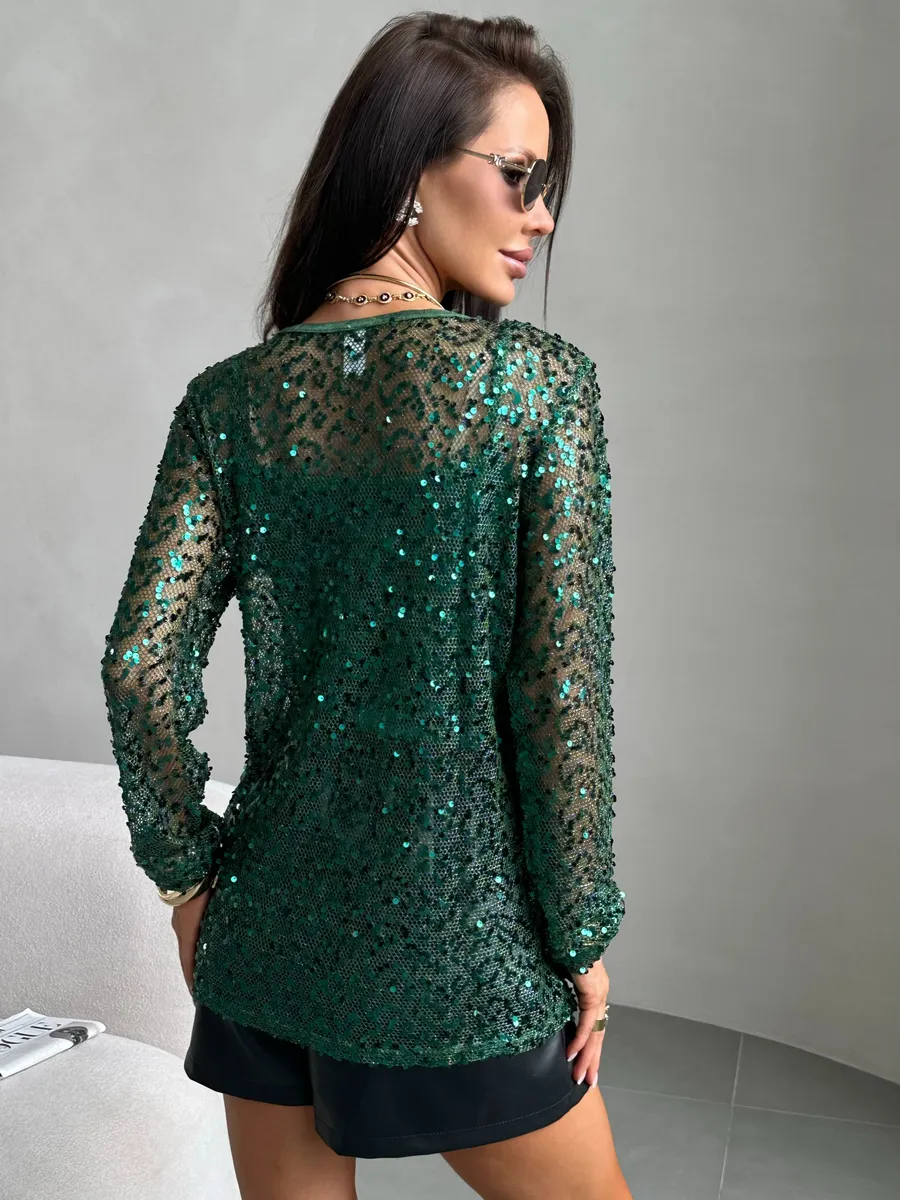Зеленая блузка нарядная вечерняя