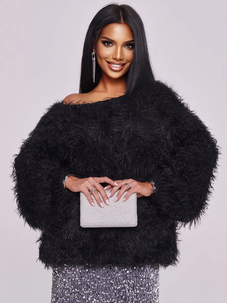 Черная кофта теплая нарядная оверсайз