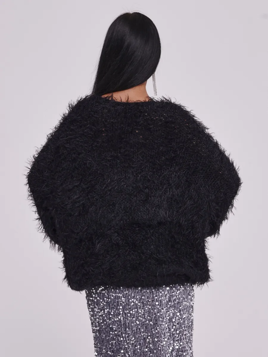 Черная кофта теплая нарядная оверсайз