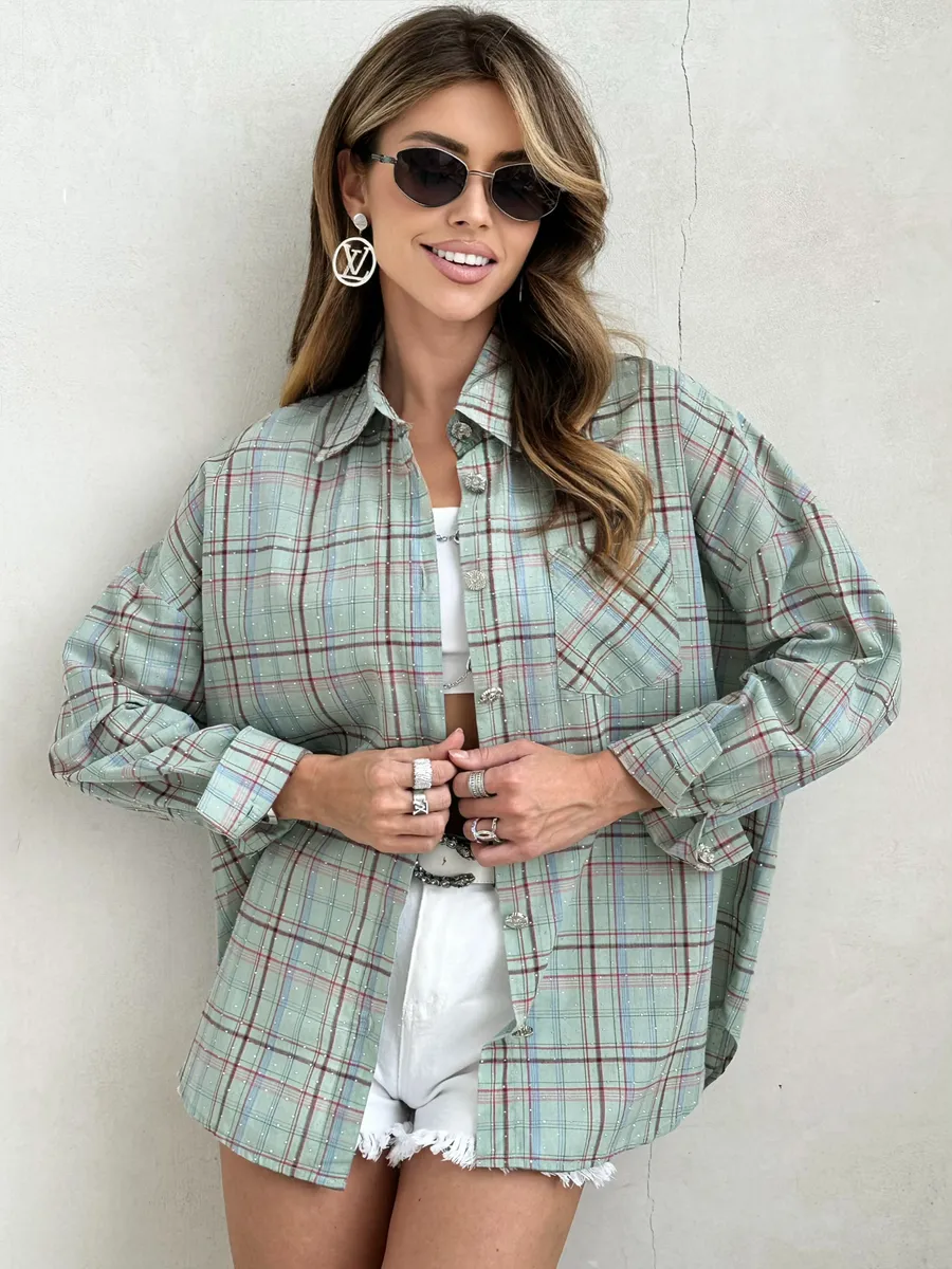 Голубая рубашка в клетку летняя