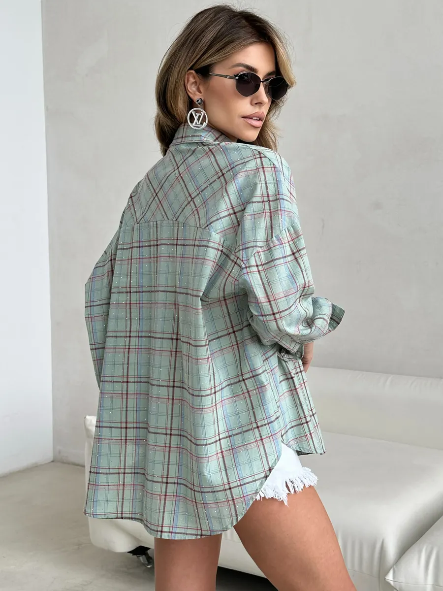 Голубая рубашка в клетку летняя