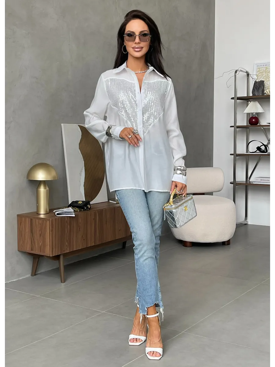 Белая рубашка летняя нарядная