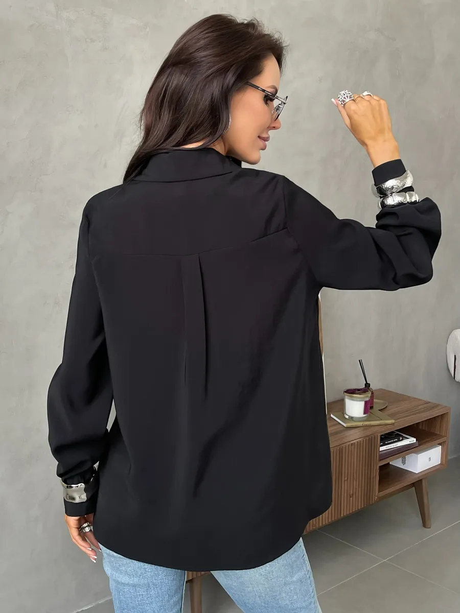 Черная рубашка летняя нарядная