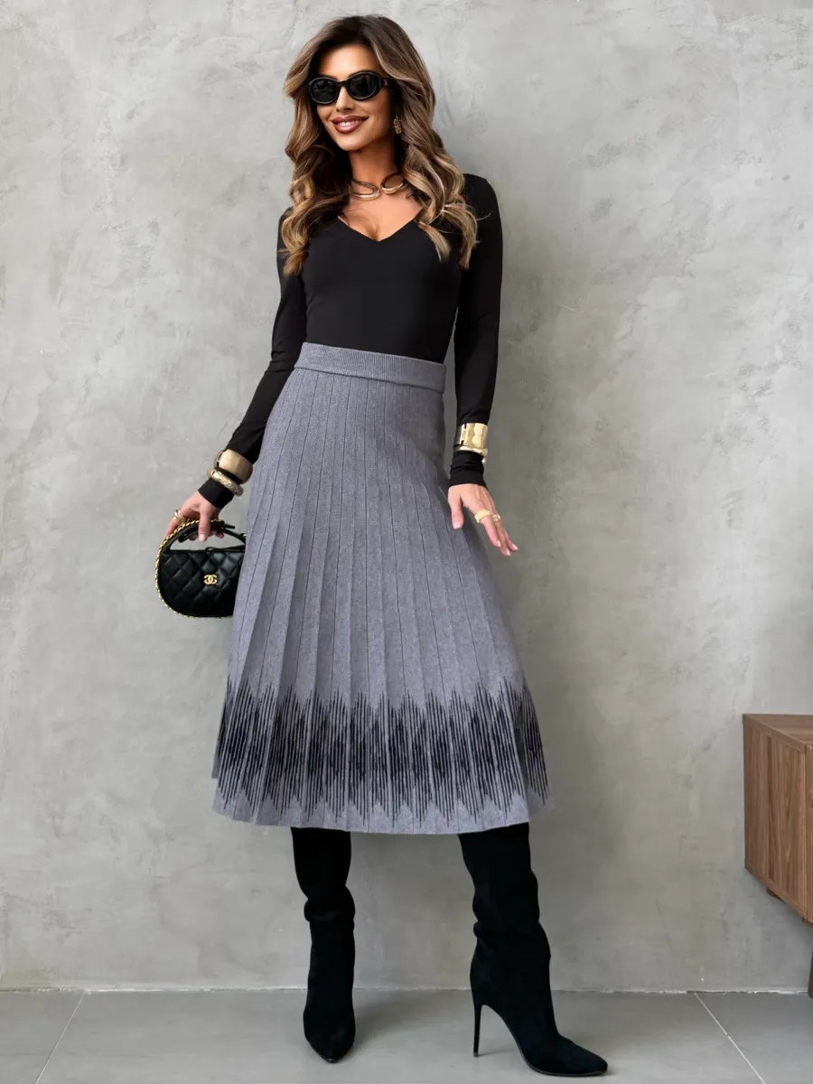 Юбка плиссе трикотажная теплая