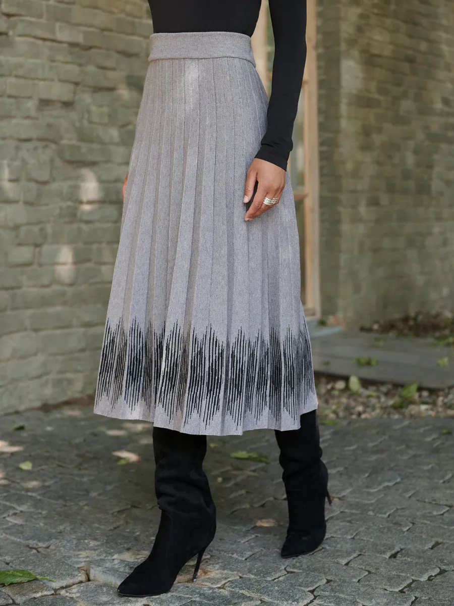 Юбка плиссе трикотажная теплая