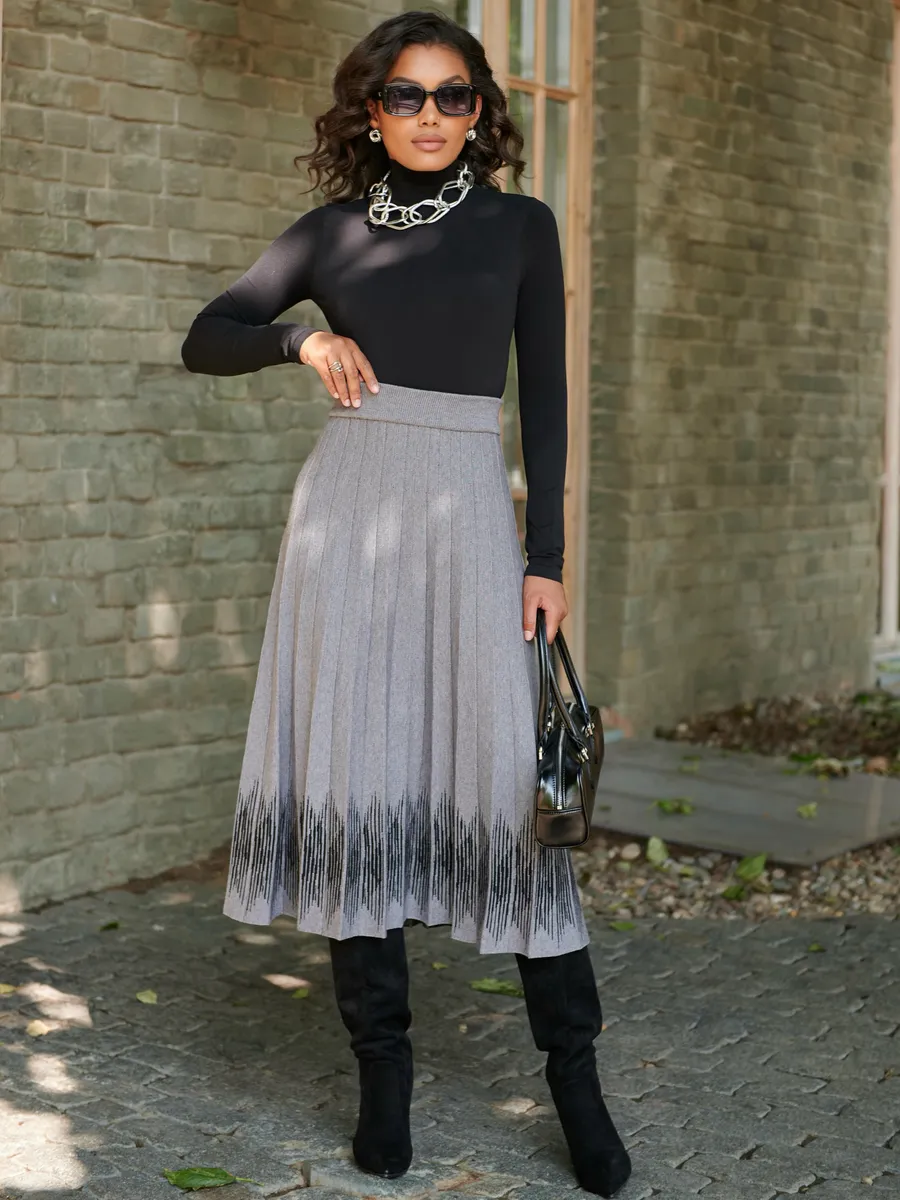 Юбка плиссе трикотажная теплая