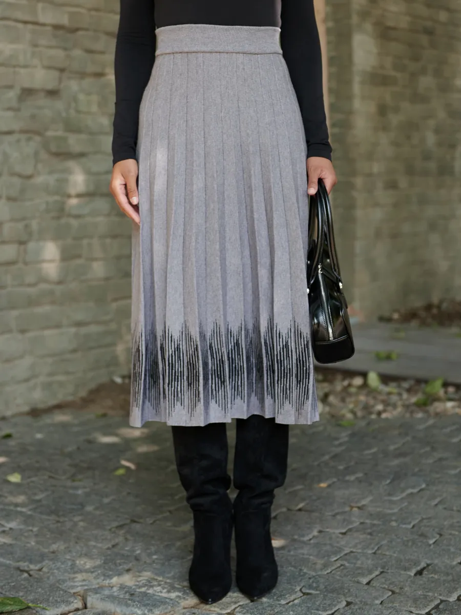 Юбка плиссе трикотажная теплая