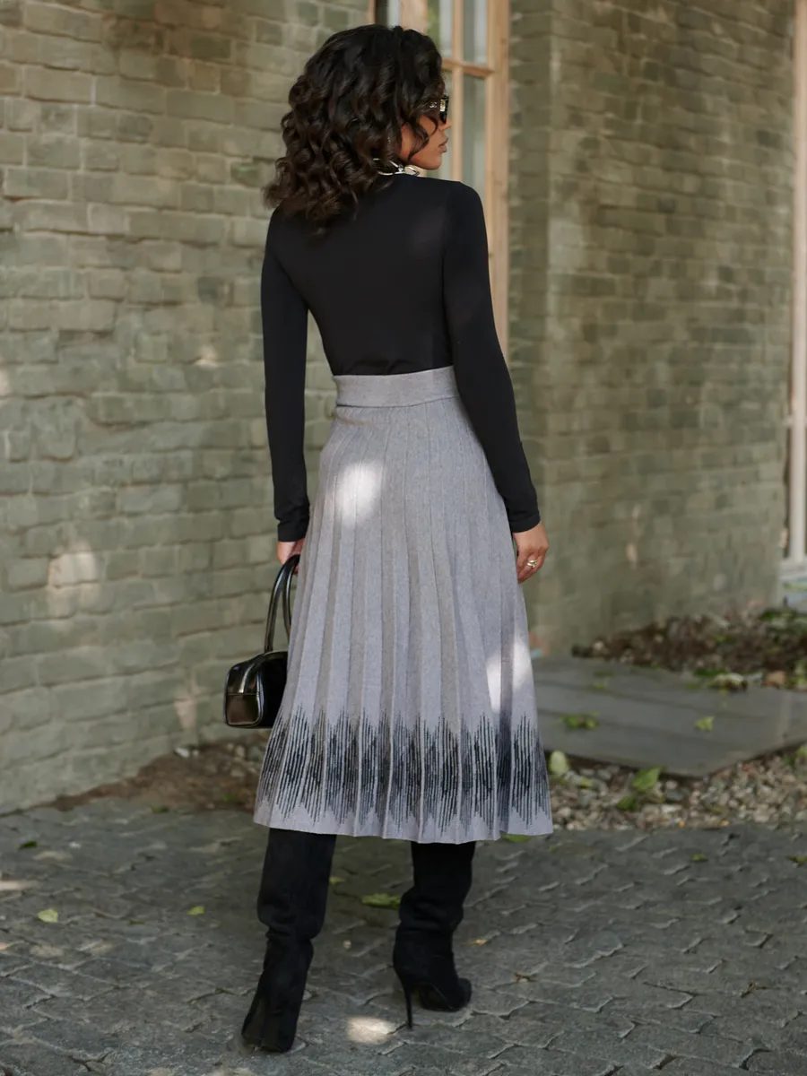 Юбка плиссе трикотажная теплая