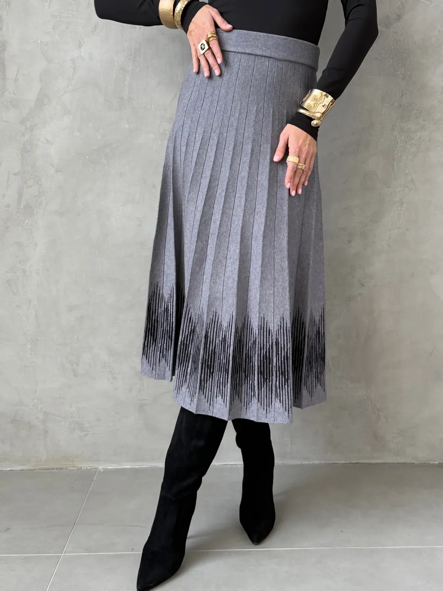 Юбка плиссе трикотажная теплая