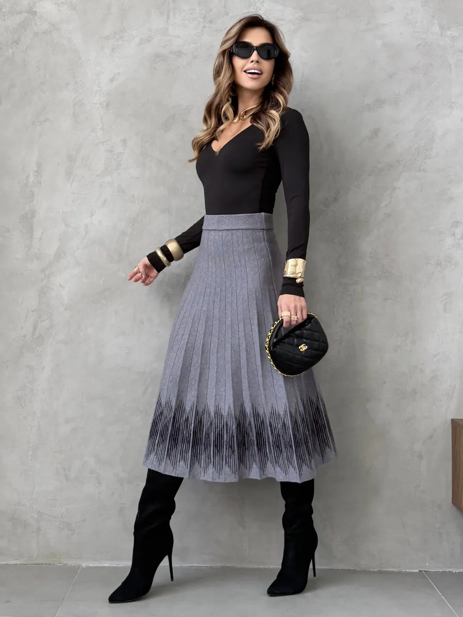 Юбка плиссе трикотажная теплая