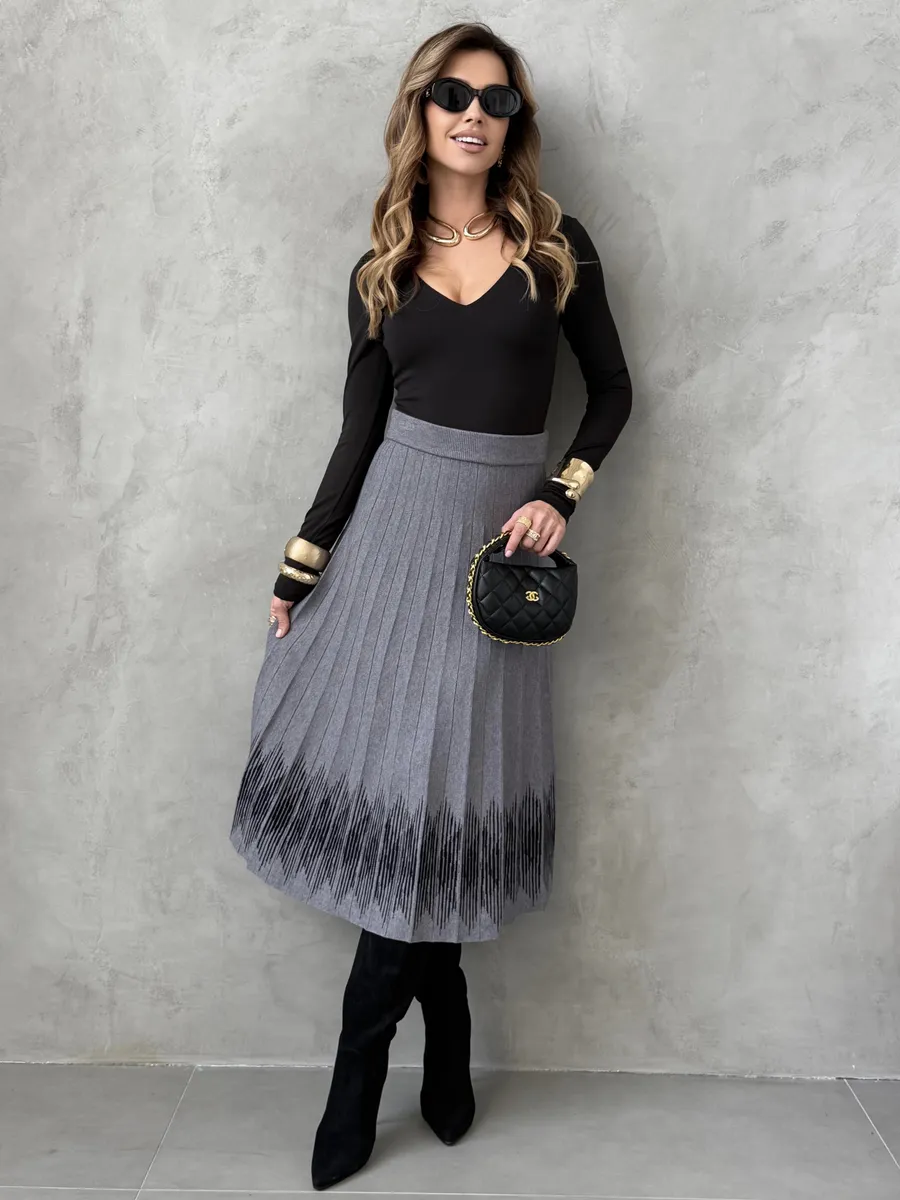 Юбка плиссе трикотажная теплая