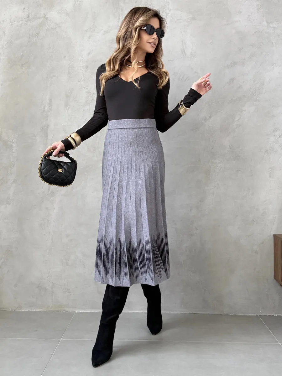 Юбка плиссе трикотажная теплая