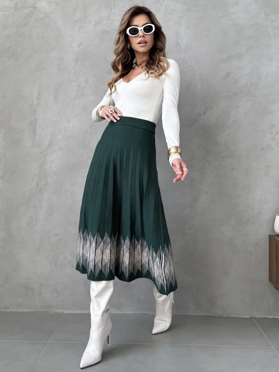 Юбка плиссе трикотажная теплая