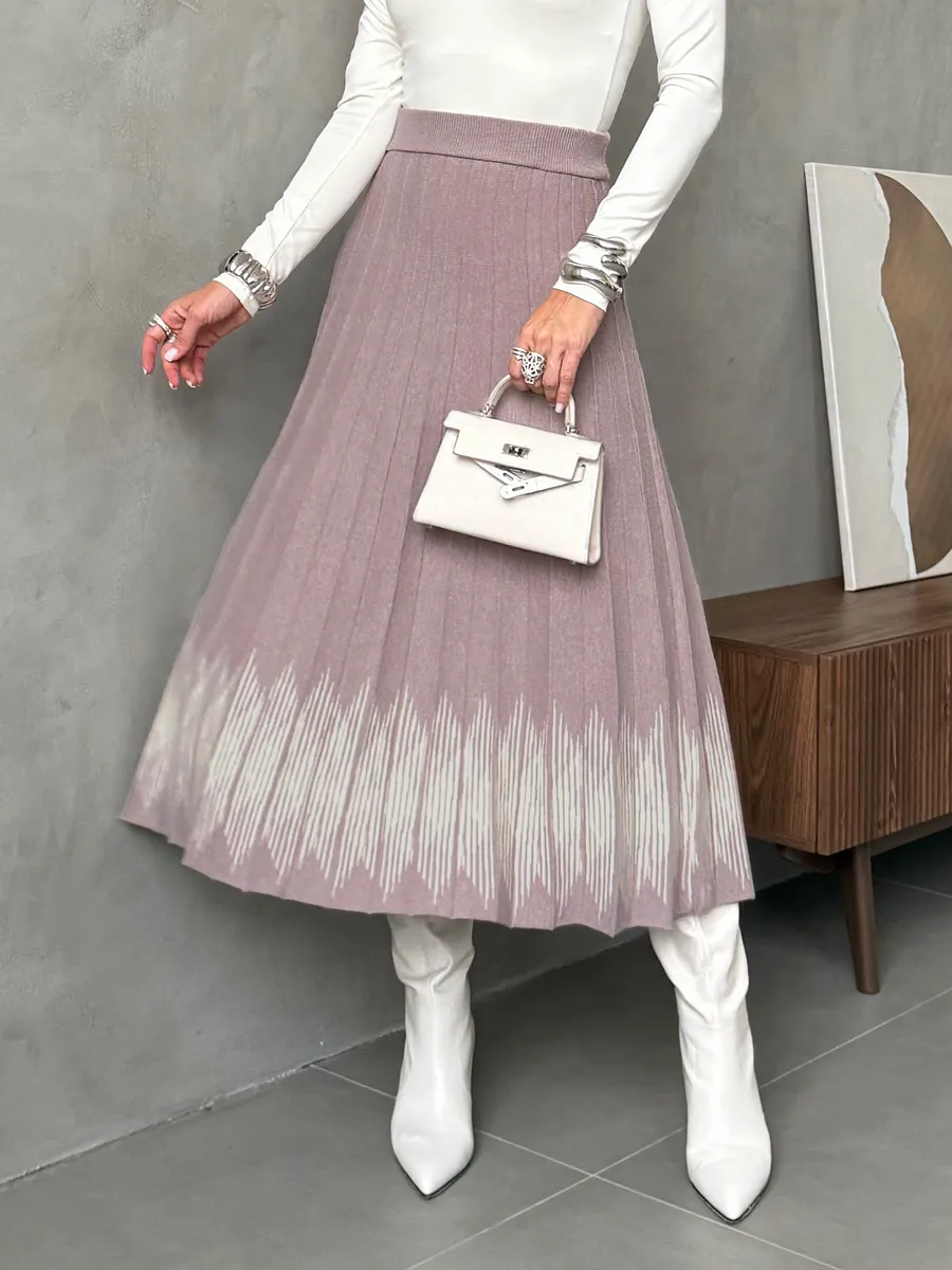 Юбка плиссе трикотажная теплая