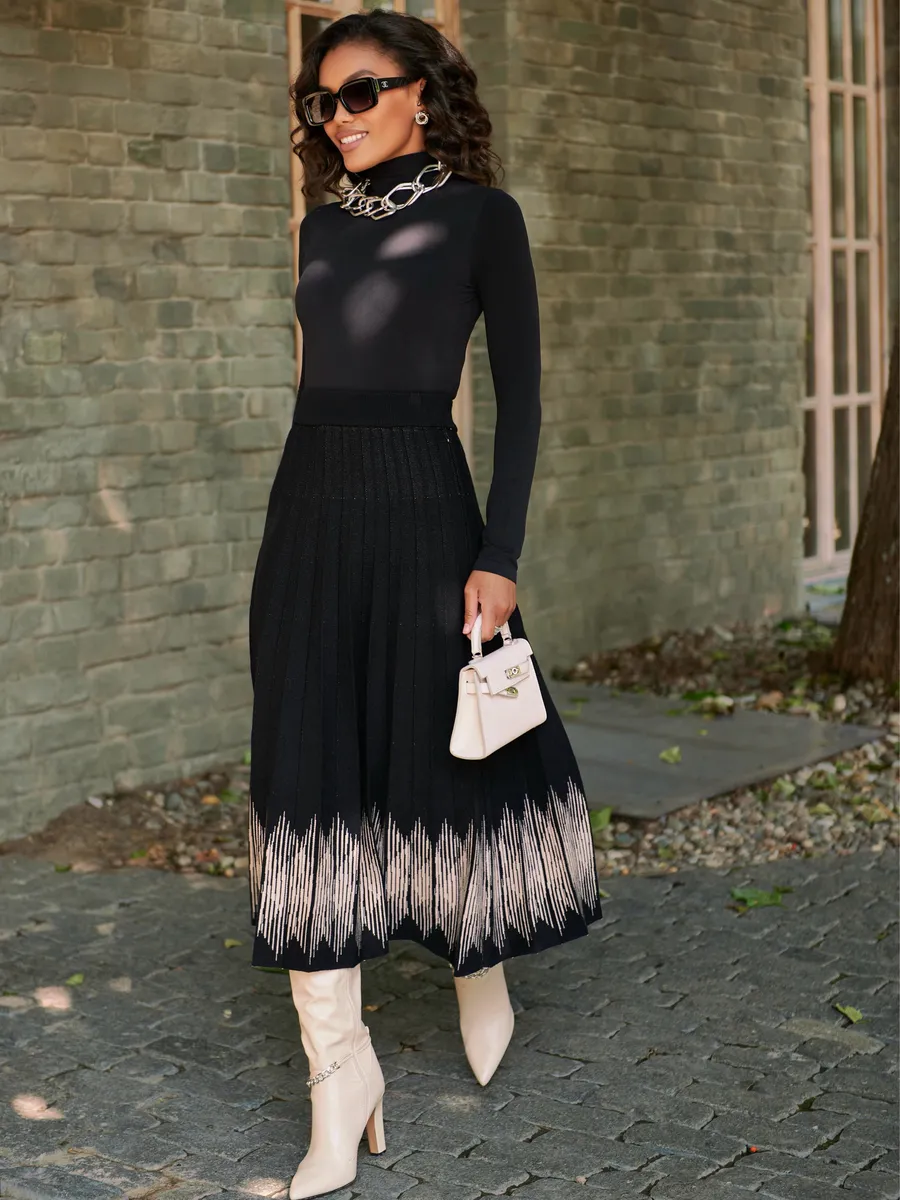 Юбка плиссе трикотажная теплая