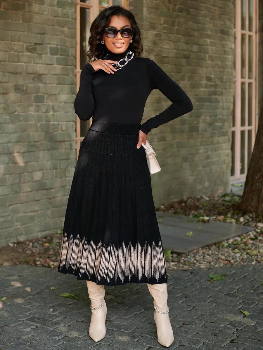 Юбка плиссе трикотажная теплая