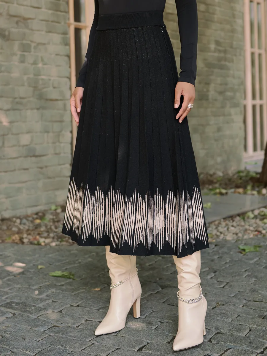 Юбка плиссе трикотажная теплая