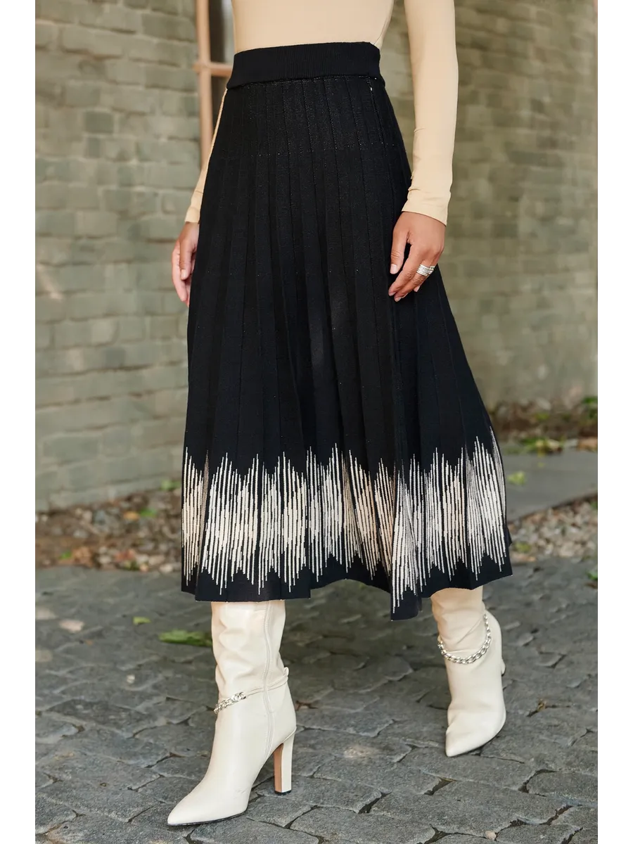 Юбка плиссе трикотажная теплая