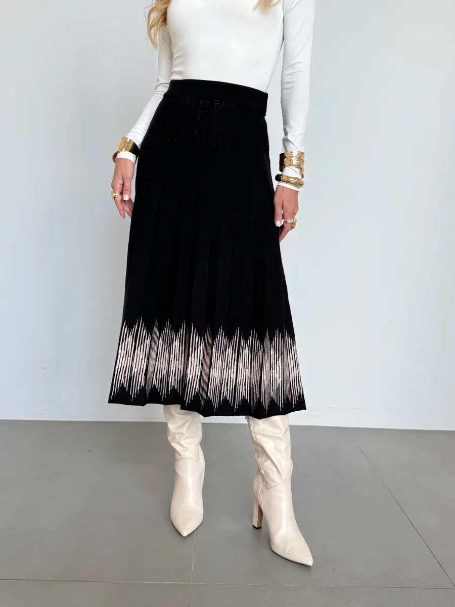 Юбка плиссе трикотажная теплая