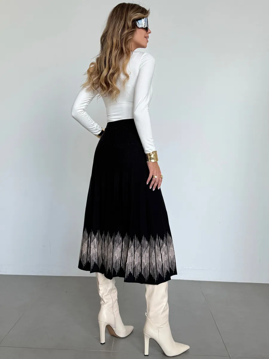 Юбка плиссе трикотажная теплая