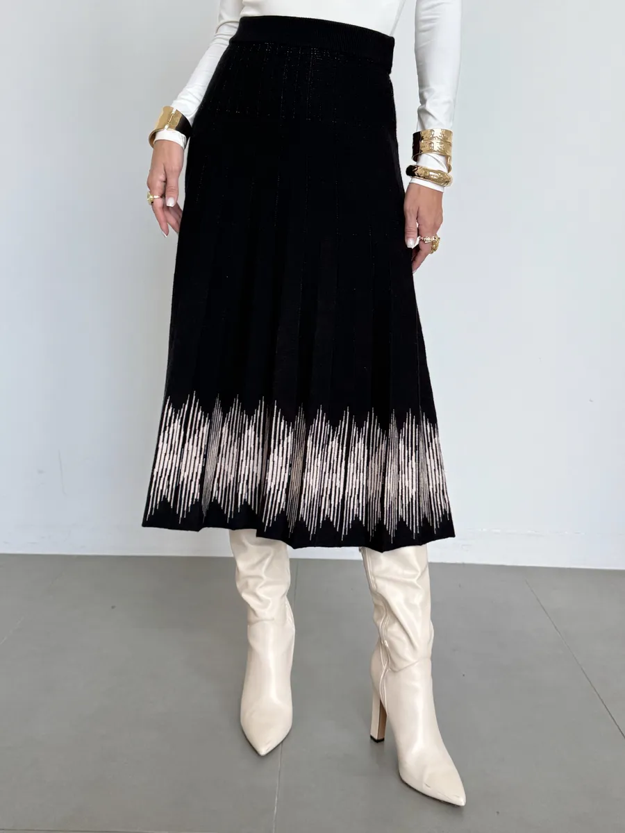 Юбка плиссе трикотажная теплая