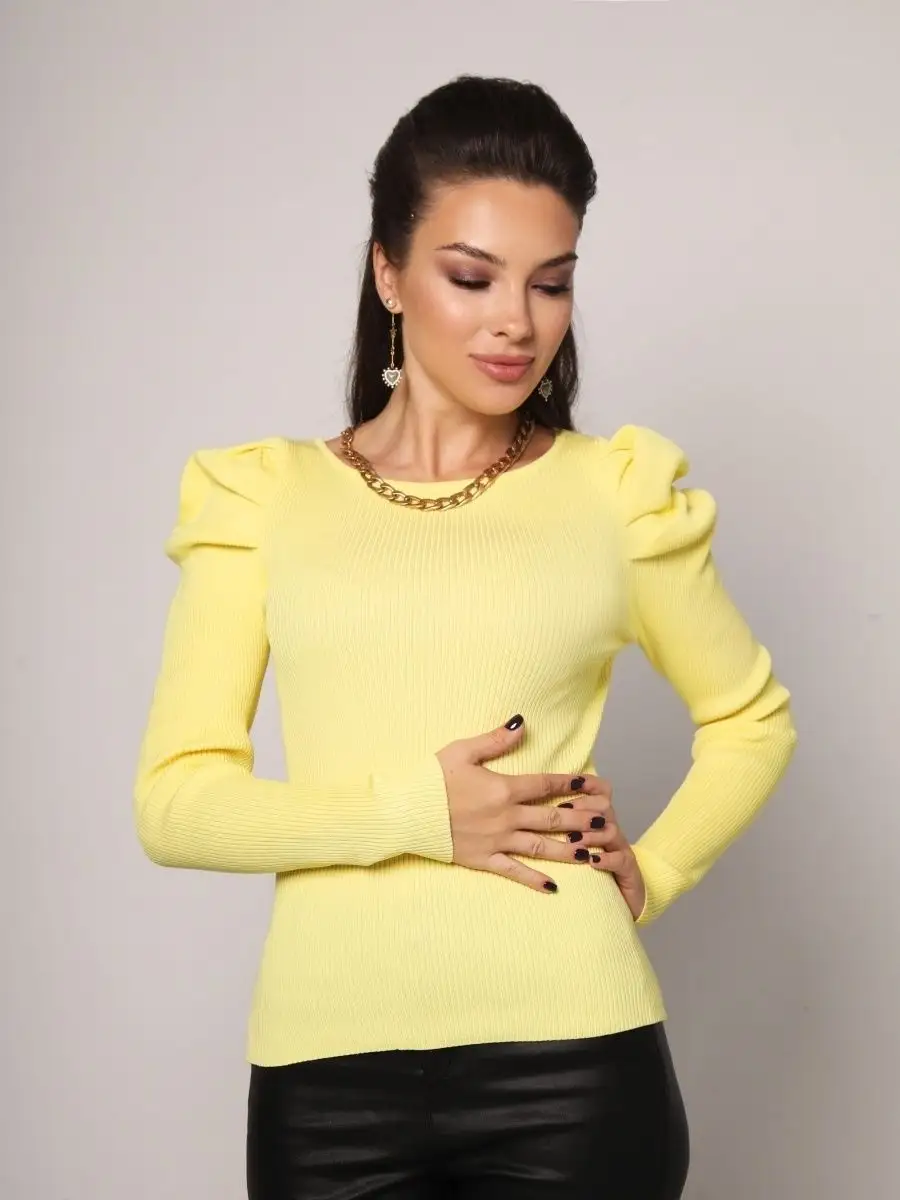 Кофта женская с длинным рукавом короткая лапша трикотажная