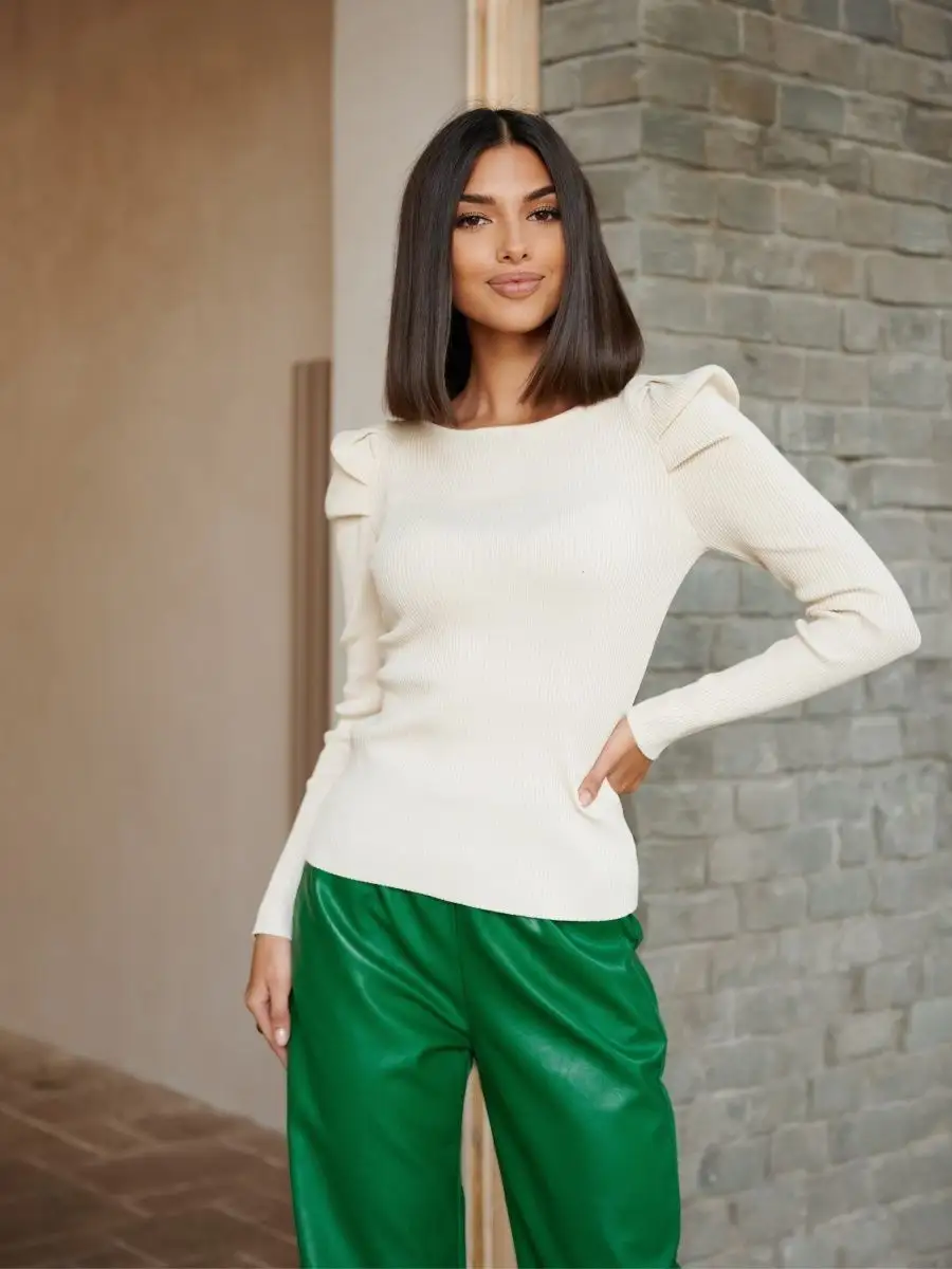 Кофта женская с длинным рукавом короткая лапша трикотажная