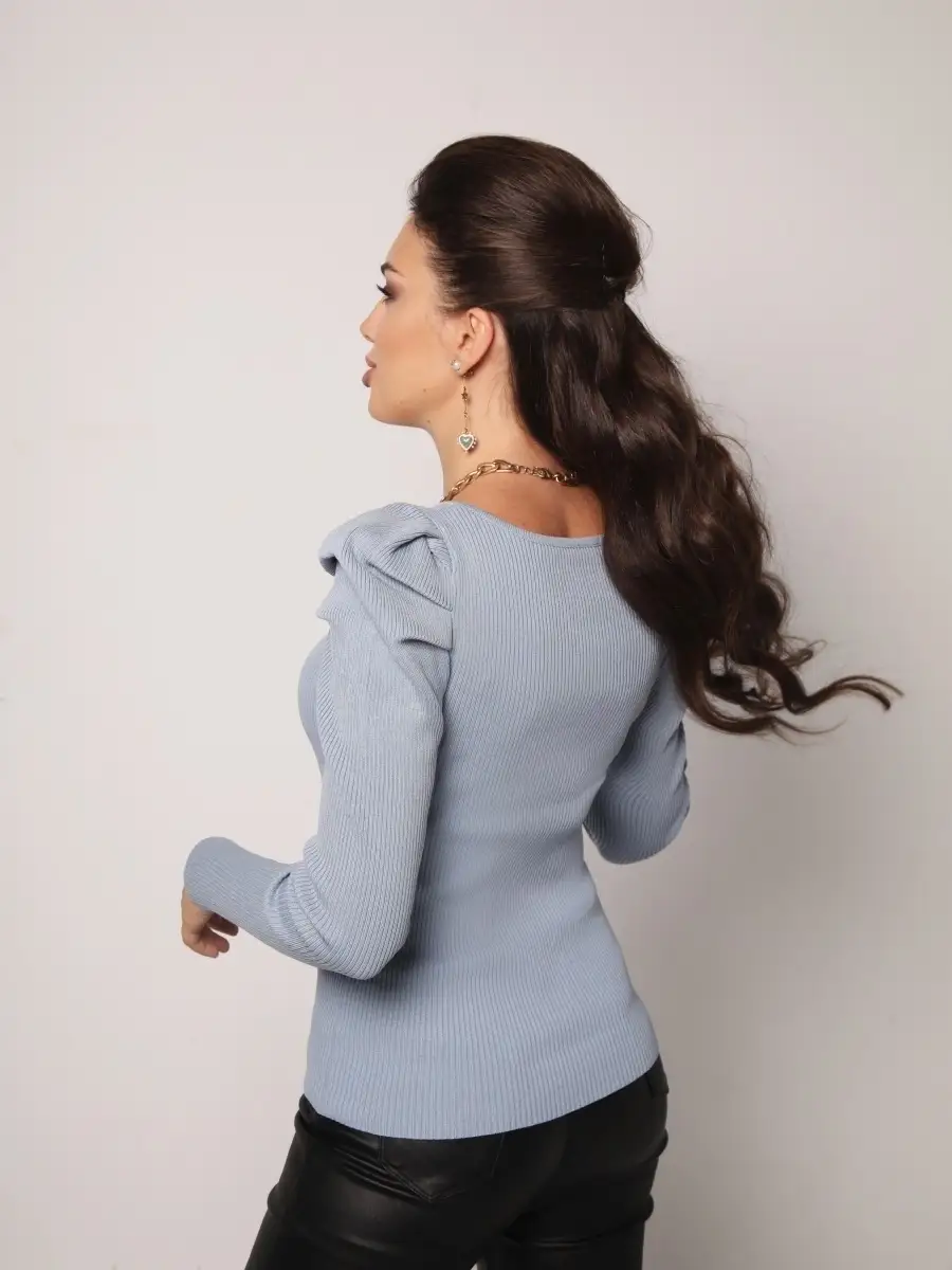 Кофта женская с длинным рукавом короткая лапша трикотажная