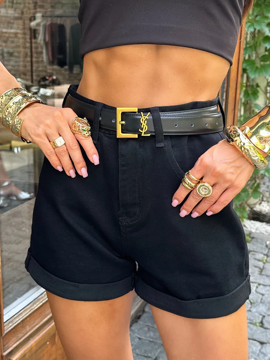 Черный шорты джинсовые летние