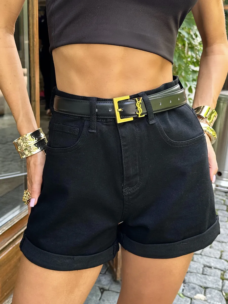 Черный шорты джинсовые летние