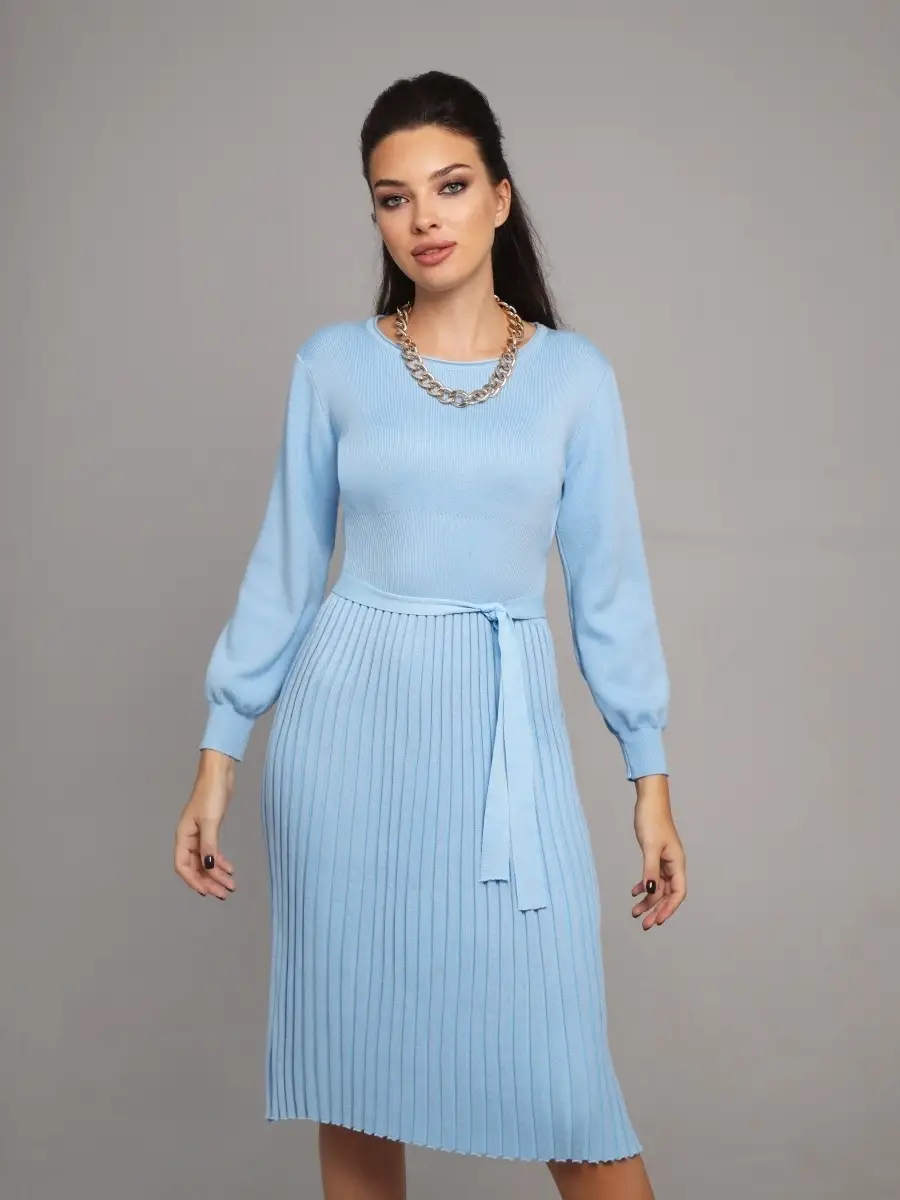 Платье женское вечернее теплое трикотажное офисное миди