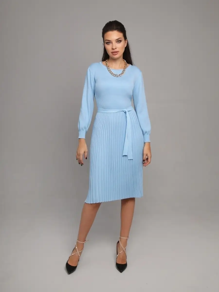 Платье женское вечернее теплое трикотажное офисное миди