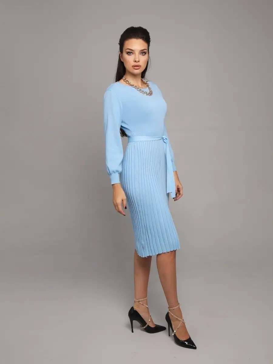 Платье женское вечернее теплое трикотажное офисное миди