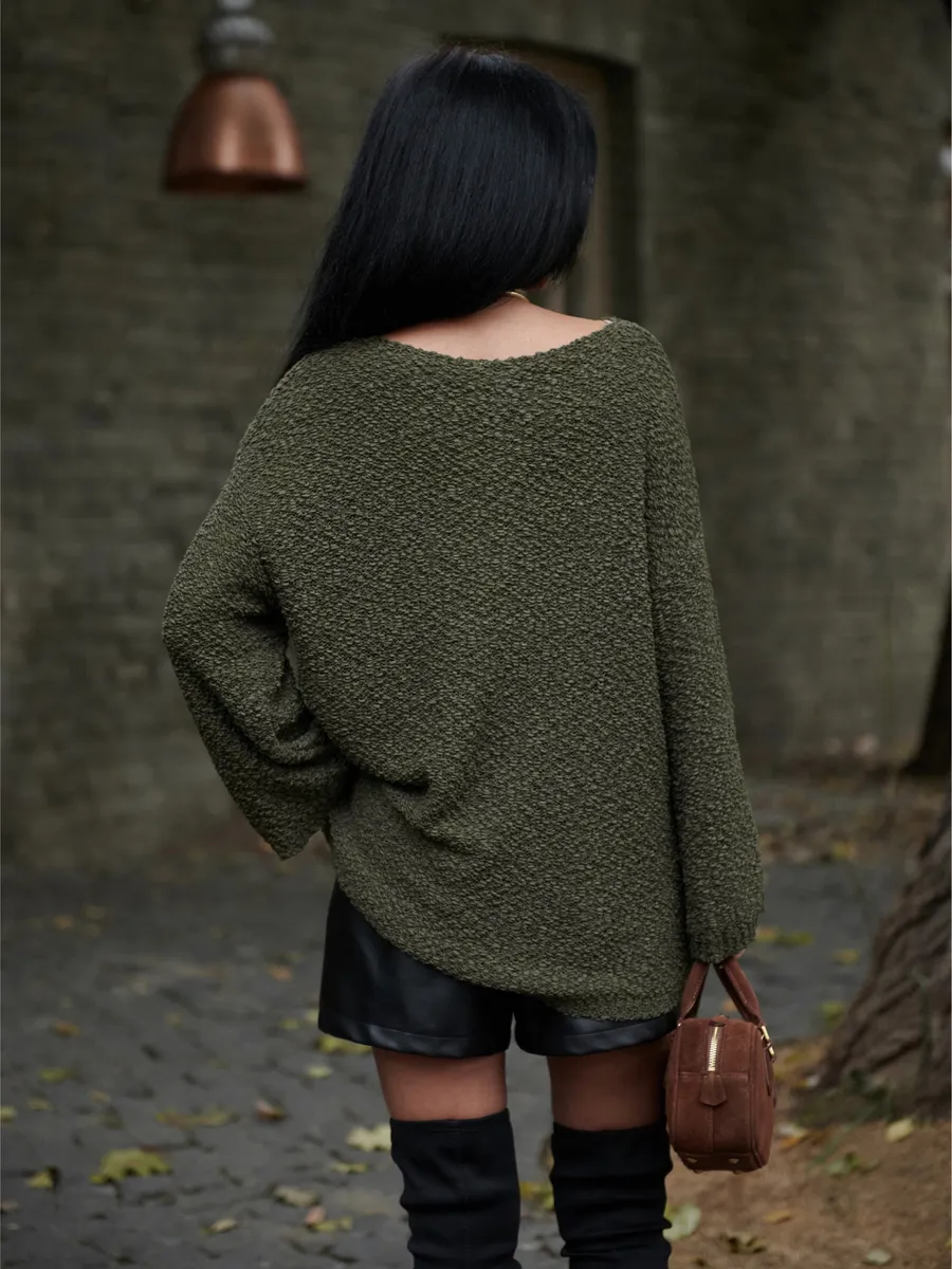 Хаки кофта оверсайз вязаная нарядная