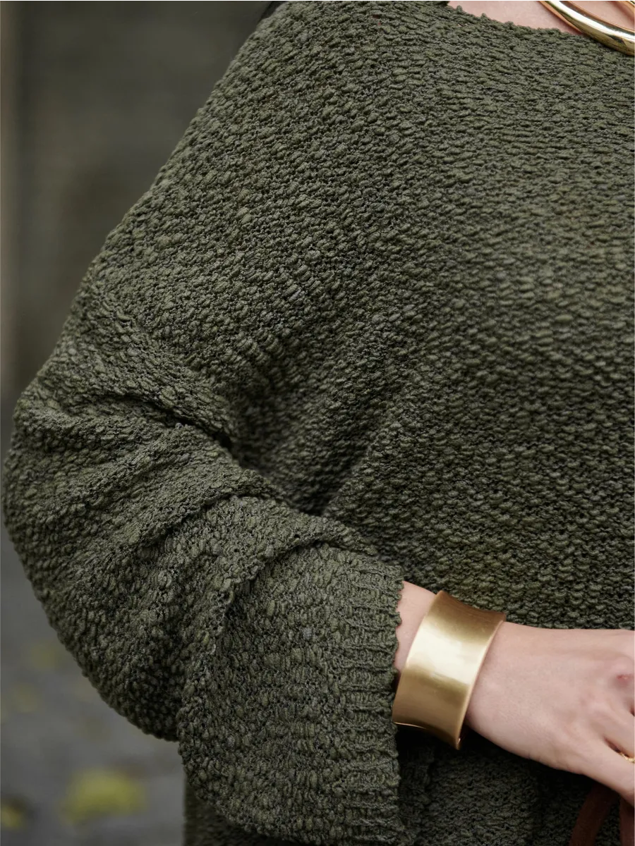 Хаки кофта оверсайз вязаная нарядная