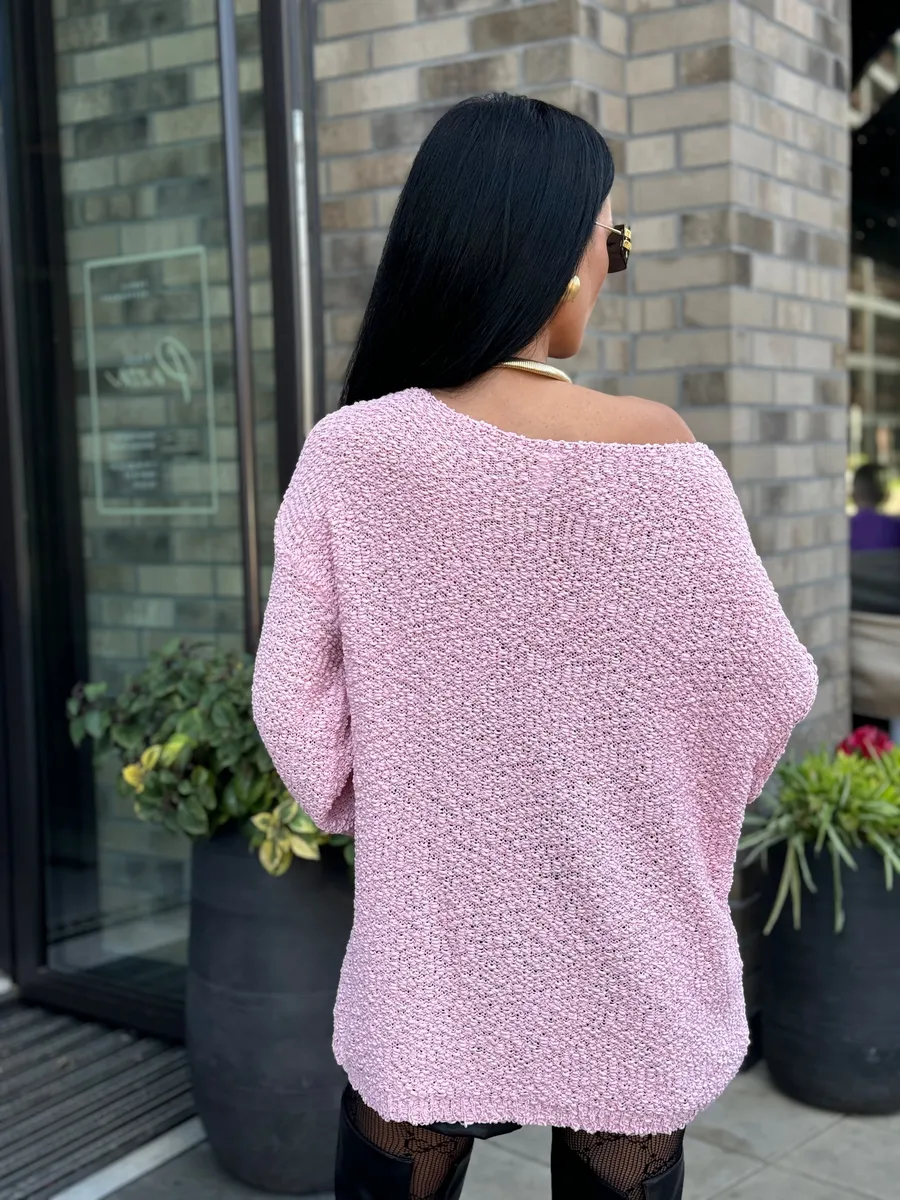 Пудровая кофта оверсайз вязаная нарядная