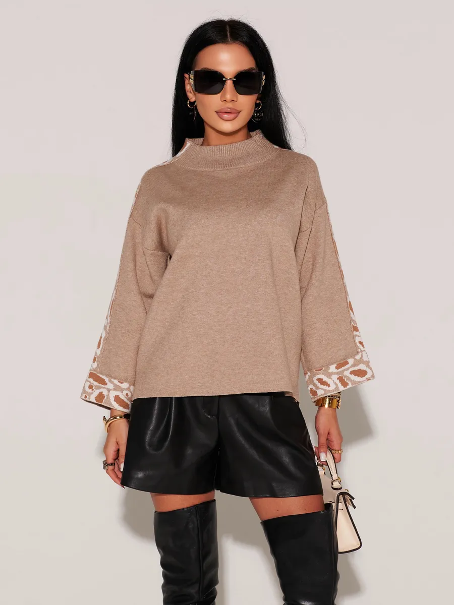 Бежевая кофта теплая оверсайз