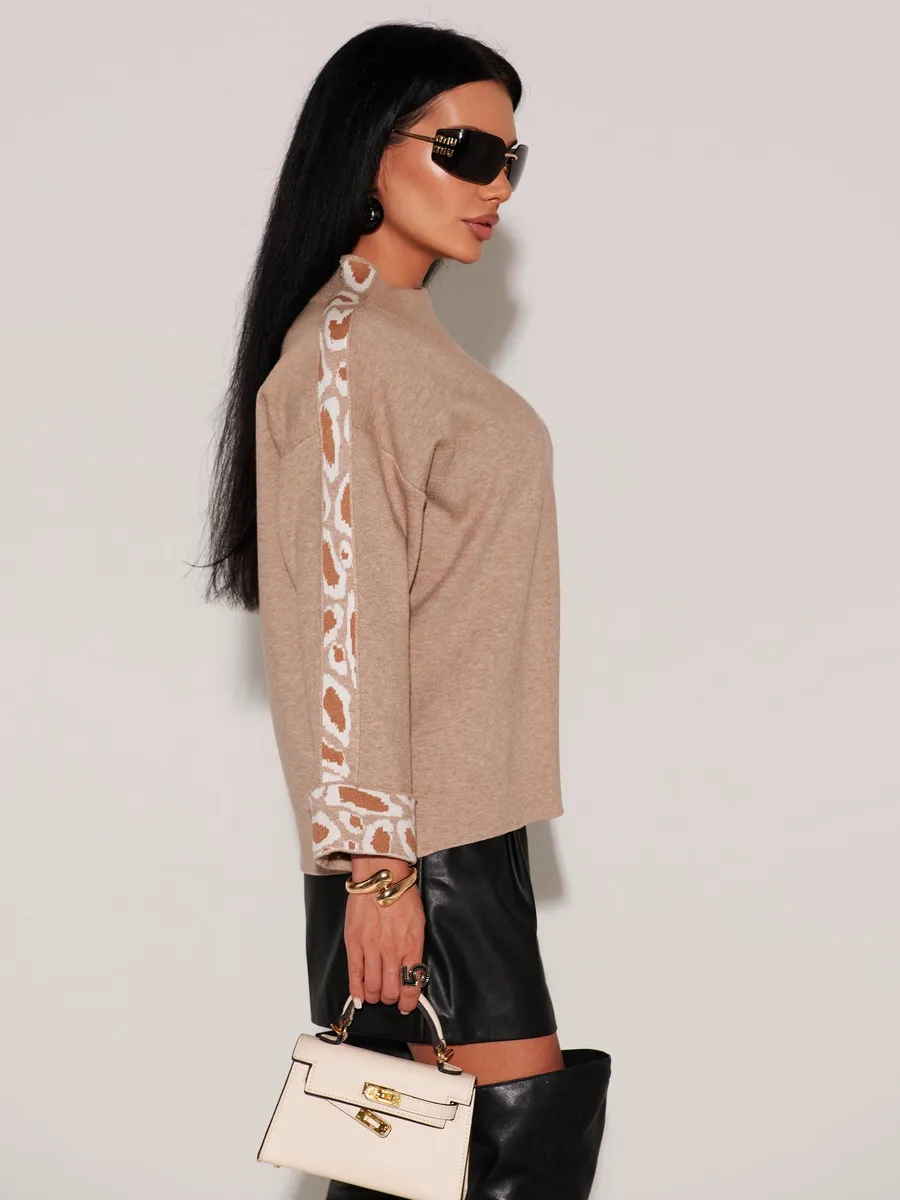 Бежевая кофта теплая оверсайз