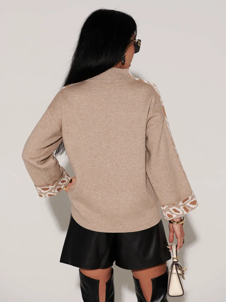 Бежевая кофта теплая оверсайз