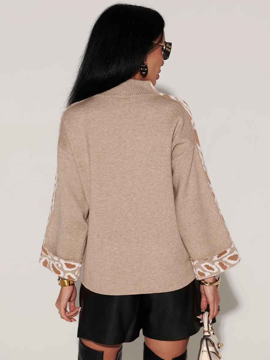 Бежевая кофта теплая оверсайз