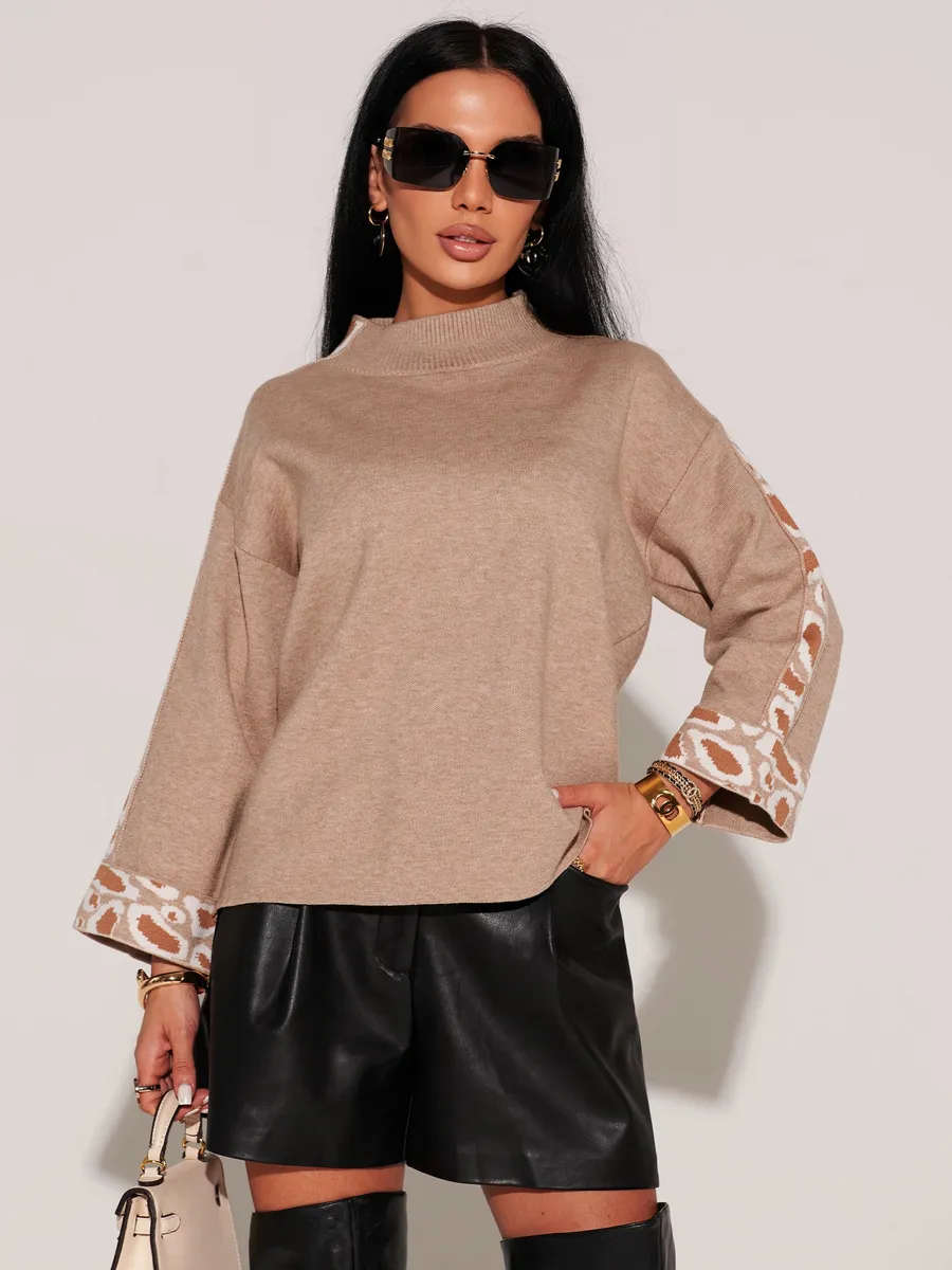 Бежевая кофта теплая оверсайз