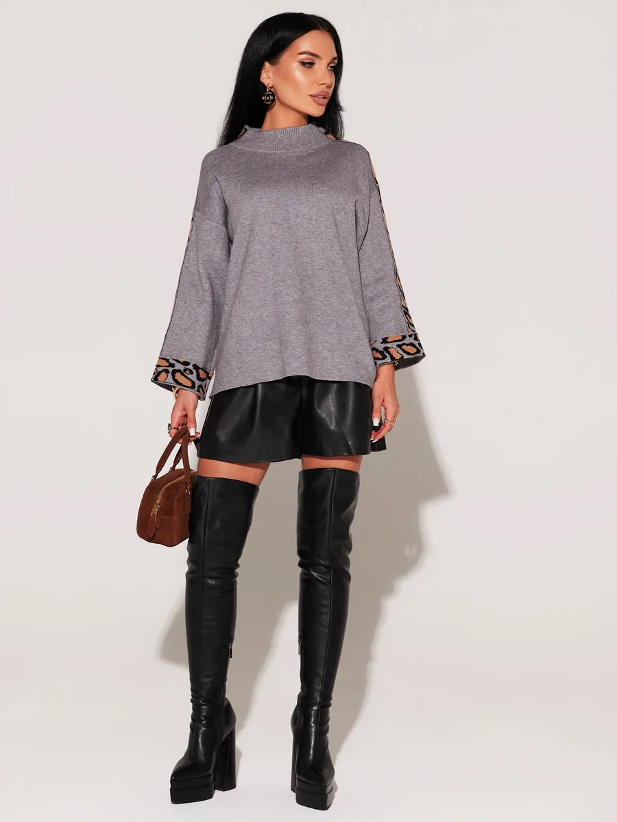 Серая кофта теплая оверсайз