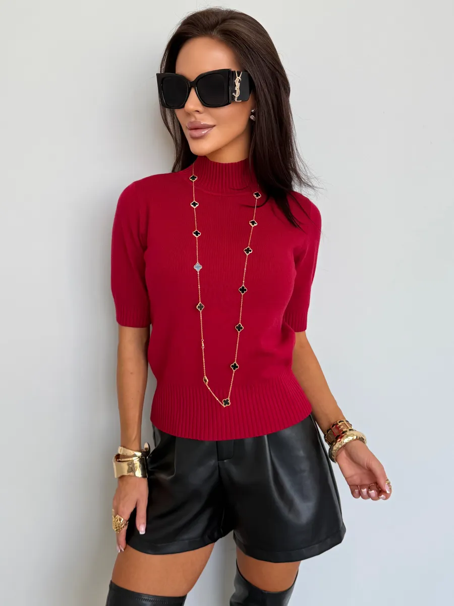 Бордовая кофта трикотажная офисная