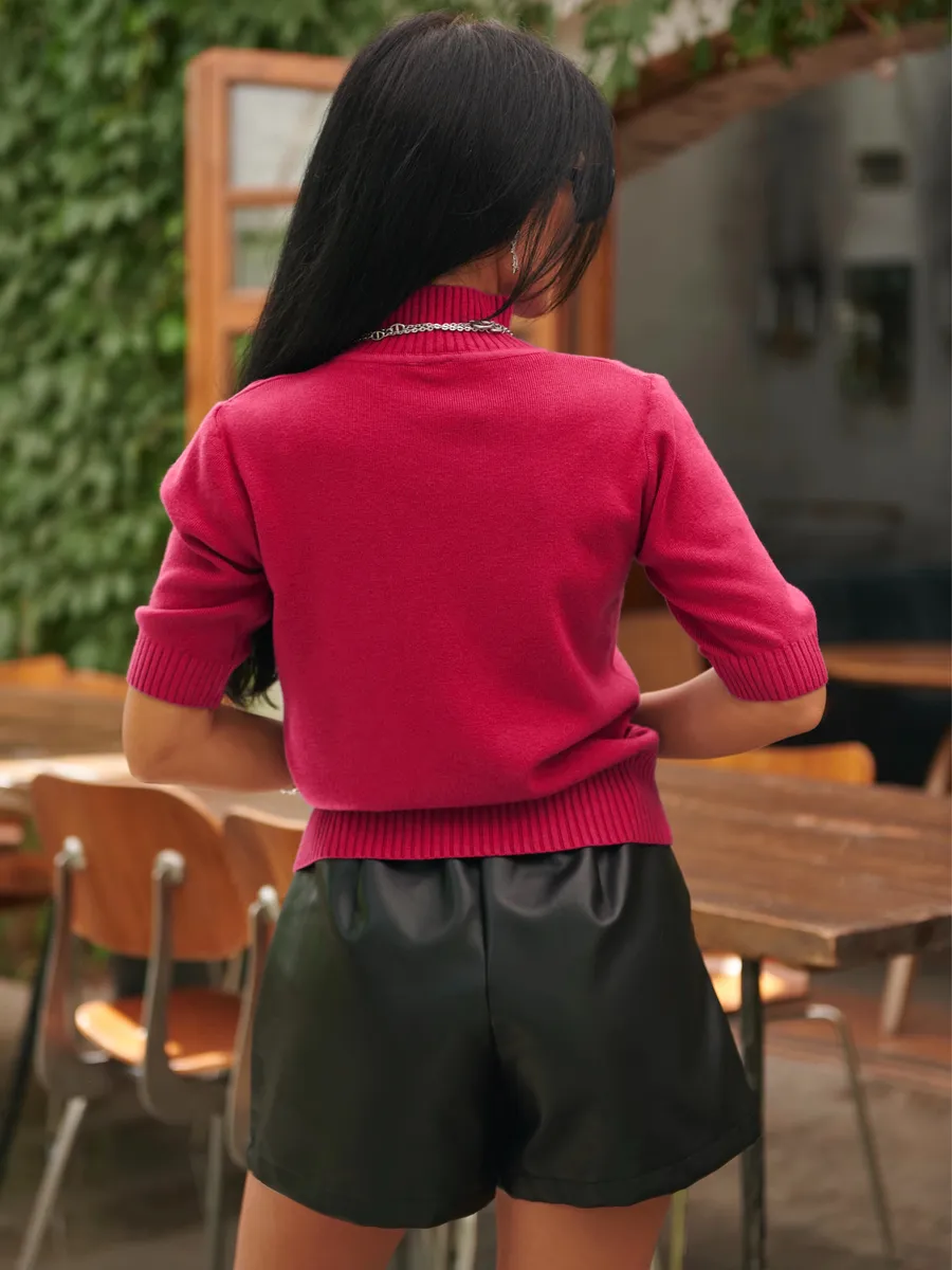 Бордовая кофта трикотажная офисная