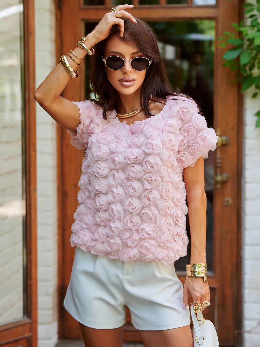 Розовая блузка летняя нарядная