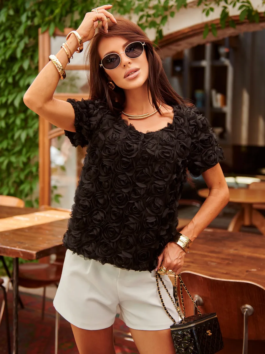 Черная блузка летняя нарядная